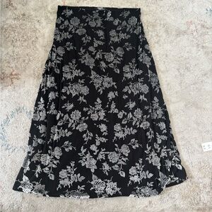 Floral Black and Gray velvet Women's Skirt